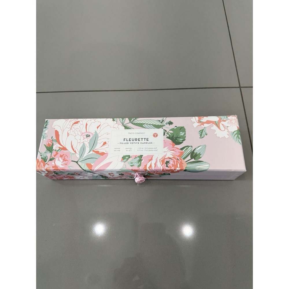 Two's Company Fleurette Set Of 5 Votive Candles In Gift Box in 3 Scents